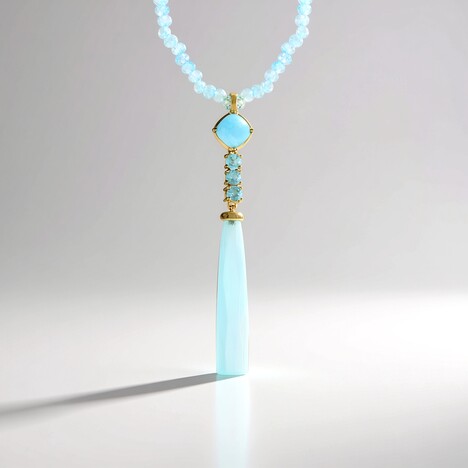 Collana in argento con Calcedonio Acqua (KM by Juwelo)