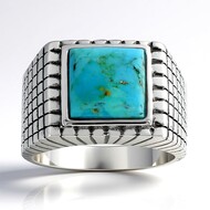 Zilveren ring met een Blauwe Kingman Mohave Turkoois (Faszination Türkis)
