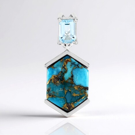 Ciondolo in argento con Turchese Ramato Blu Mohave (Faszination Türkis)