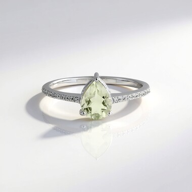 Green Amethyst Silver Ring