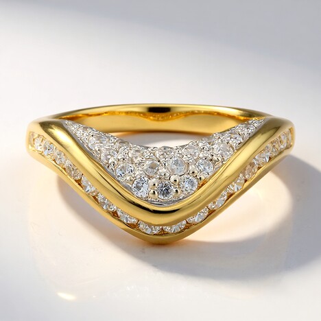 Anello  placcato in oro con Zircone