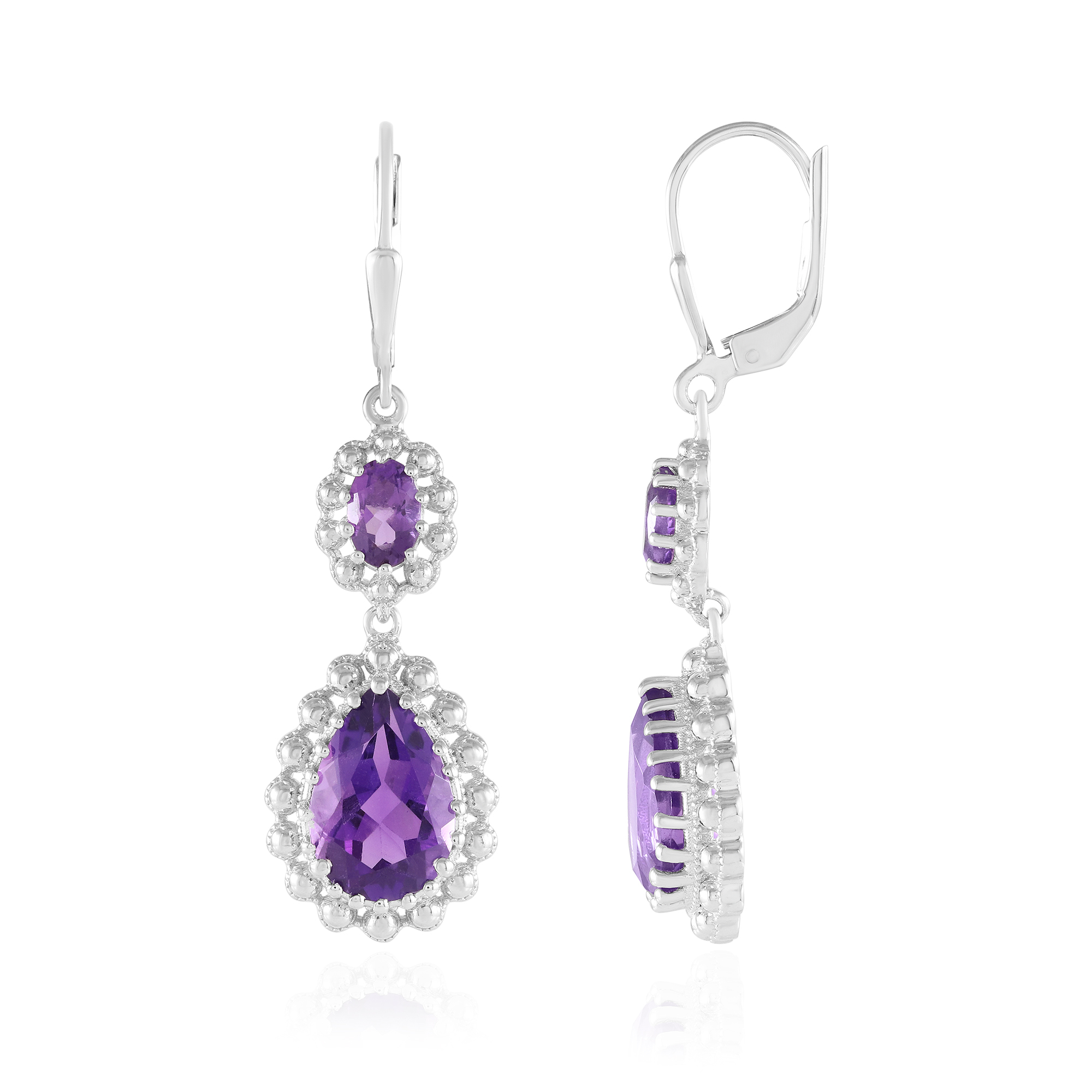 Boucles d'oreilles Fleurs ECLAT DE LUNE en Argent 925/1000 Rose avec