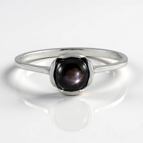 Anello in argento con Zaffiro Stellato Nero (de Melo Essence)