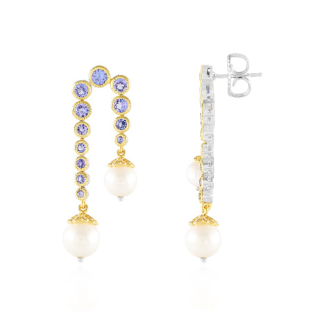 Zilveren oorbellen met tanzanieten (Gems en Vogue)