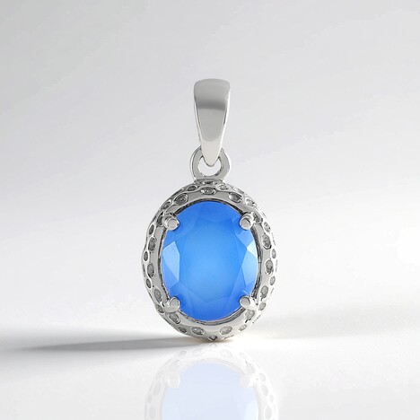 Pendentif en argent et Calcédoine bleue