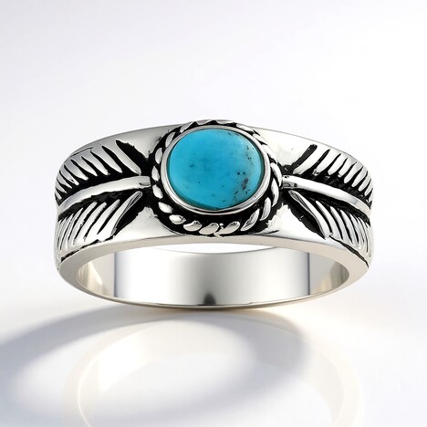 Anello in argento con Turchese Kingman Mohave Blu (Jones Lee)