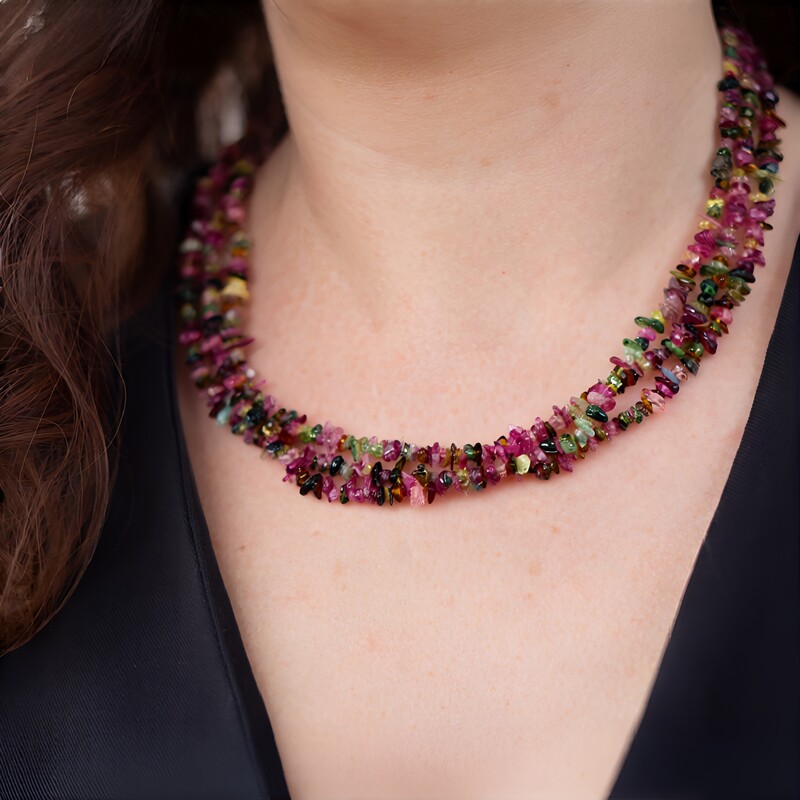 Turmalin-Silberhalskette