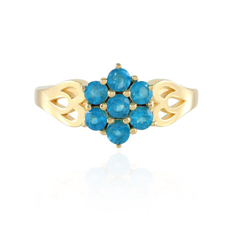 Neon Blue Apatite Silver Ring