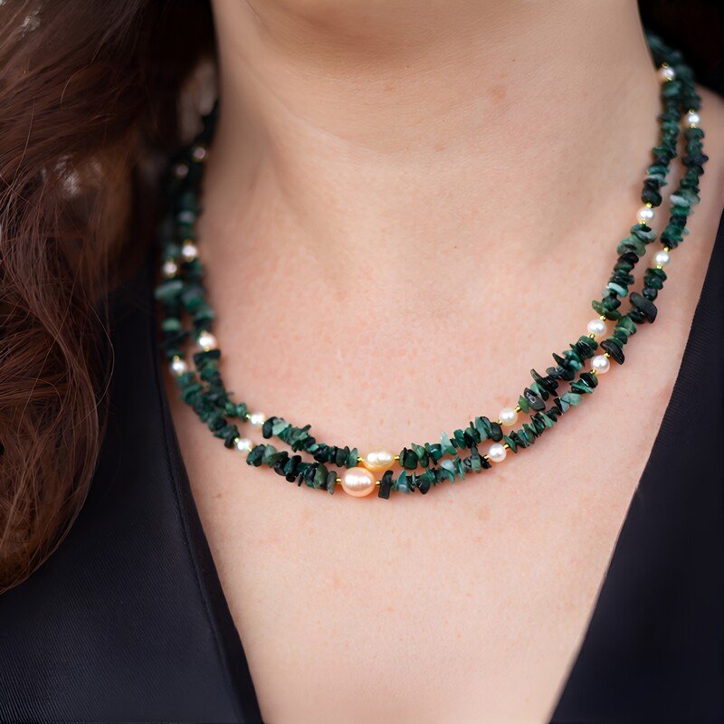 Sambia-Smaragd-Silberhalskette