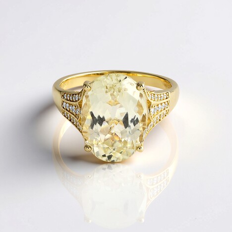Anello in oro con Kunzite Canarino (AMAYANI)