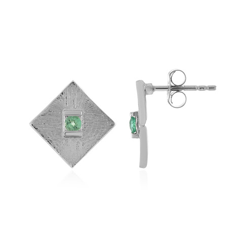 Ethiopian Emerald Silver Earrings (MONOSONO COLLECTION)
