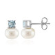 White Freshwater Pearl Silver Earrings (Michelle Albala)