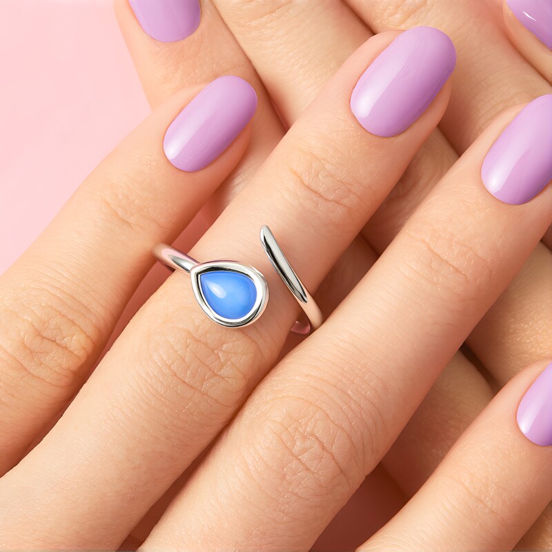 Blauer Onyx-Silberring