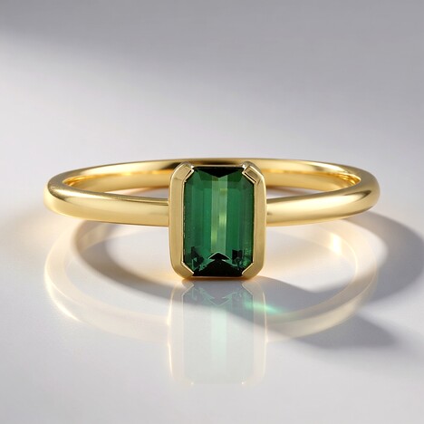 Anello in oro con Tormalina Verde di Benedito