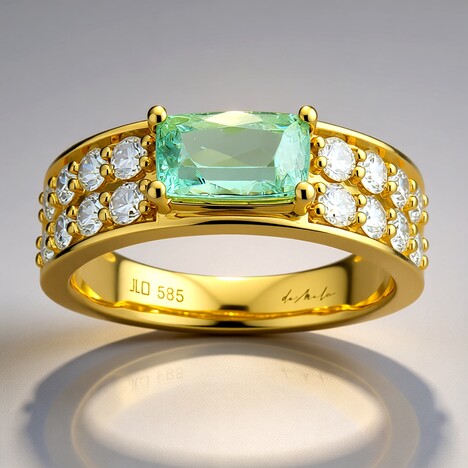 Anello in oro con Tormalina Blu Caraibico (de Melo)