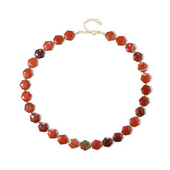 Zilveren halsketting met rode jaspisstenen