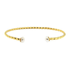 White Freshwater Pearl Silver Bangle (Joias do Paraíso)