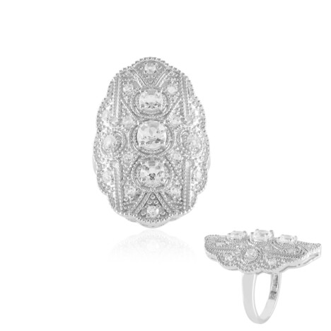 Weißer Topas-Silberring