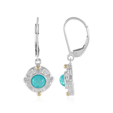 Äthiopischer Blauer Opal-Silberohrringe mit Gold (Granulieren)