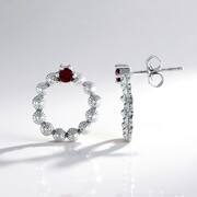 Noble Red Spinel Silver Earrings