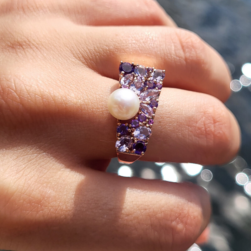 Anello in argento con Perla d'Acqua Dolce Bianca (TPC)