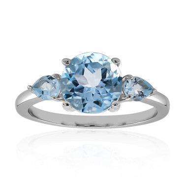 Anillo en plata con Topacio azul cielo