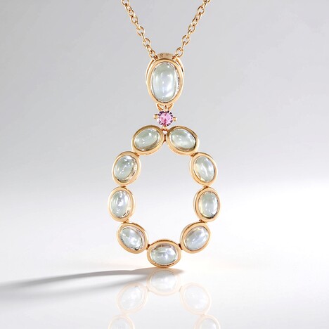 Collana in argento con Pietra di Luna Verde (KM by Juwelo)