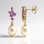 Boucles d'oreilles en argent et Perle blanche de culture d'eau douce (TPC)