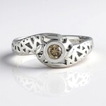 Anello in argento con Diamante Champagne I2 (Ornaments by de Melo)