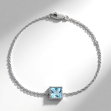 Brazalete en plata con Topacio azul cielo