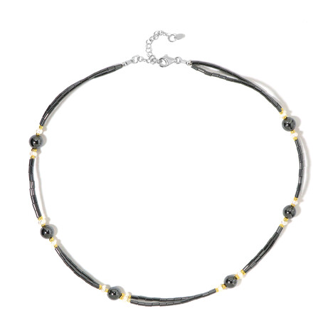 Zilveren halsketting met Zwarte Hematieten