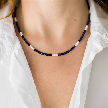 Collier en argent et Saphir bleu de Madagascar (Riya)