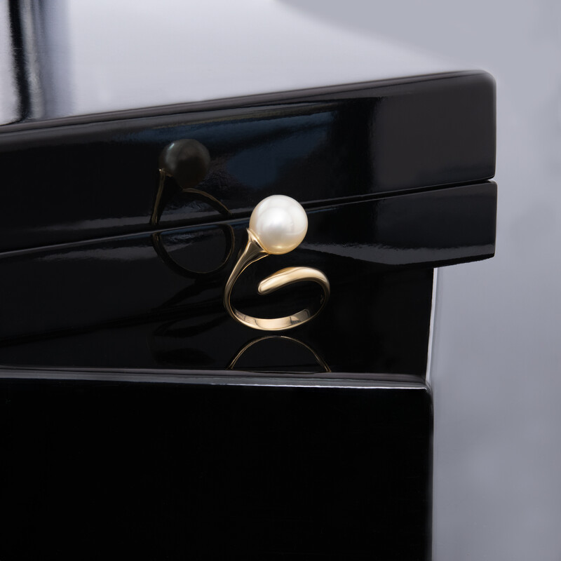 Goldene Kabira-Südseeperlen-Silberring (TPC)