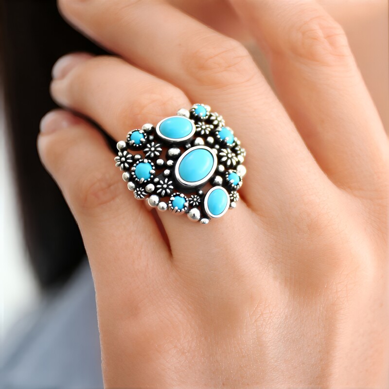 Zilveren ring met een Sleeping Beauty Turkoois (Desert Chic)