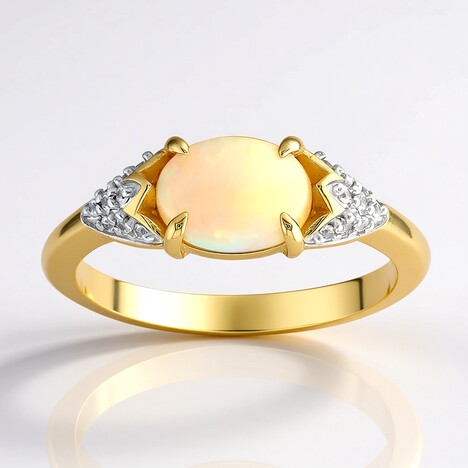 Anello in oro con Opale di Coober Pedy