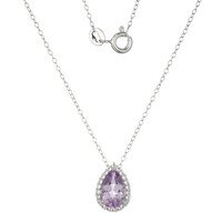Collier en argent et Améthyste Rose de France