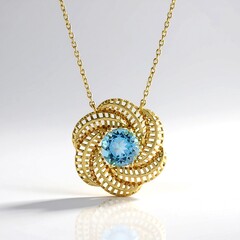 Collana in argento con Topazio Blu Svizzero (Ornaments by de Melo)
