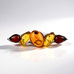 Broche en argent et Ambre baltique couleur cognac (dagen)