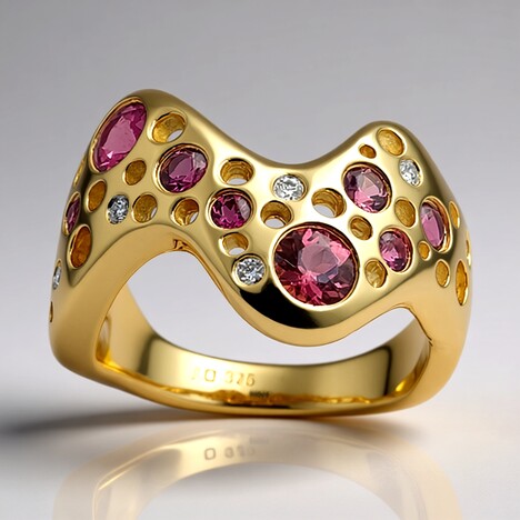 Anello in oro con Rubellite Brasiliana AAA (de Melo)