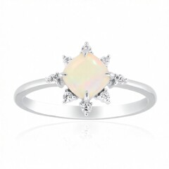 Anello in oro con Opale Bianco Brasiliano