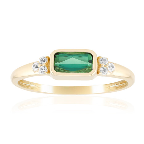 Anello in oro con Tormalina Verde Brasiliana