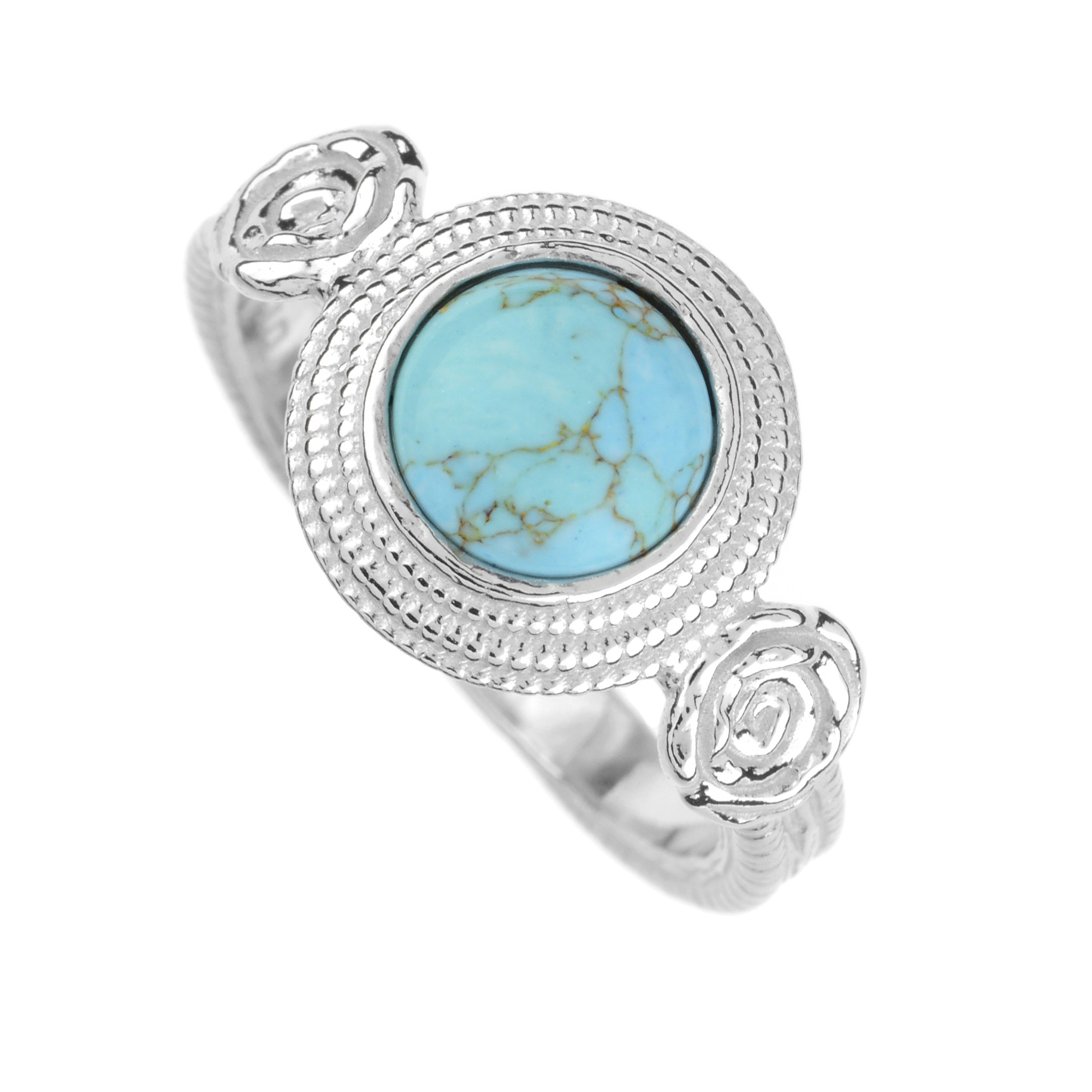 Bague Argent 925 Avec Turquoise - Taille 57 - Bijou Femme 4,04g