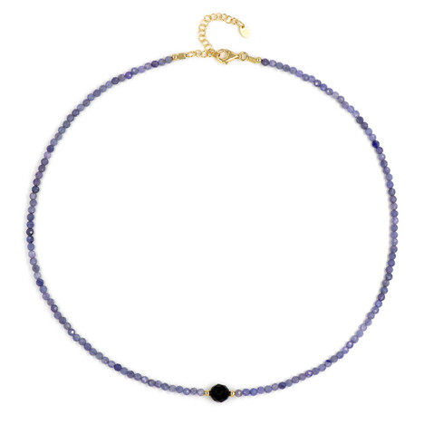 Zilveren halsketting met een zwarte spinel