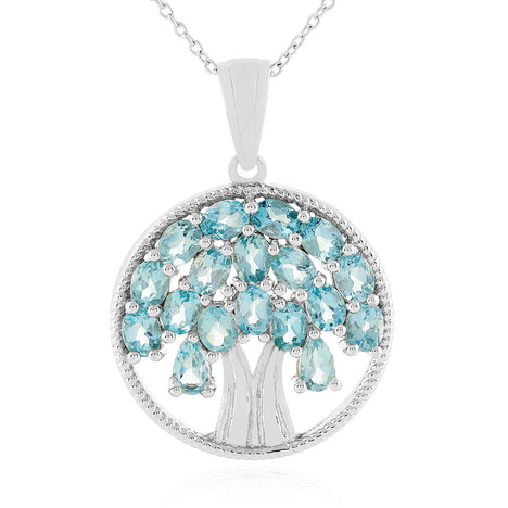 Himmelblauer Topas-Silberhalskette