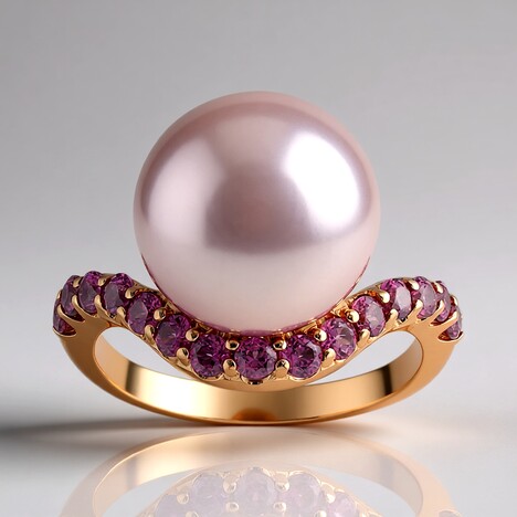 Anello in argento con Perla Ming Porpora (Annette)