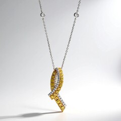 Gouden halsketting met SI2 Oranje Diamanten
