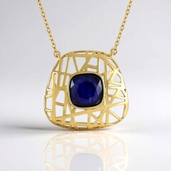 Collana in argento con Zaffiro Blu del Madagascar
