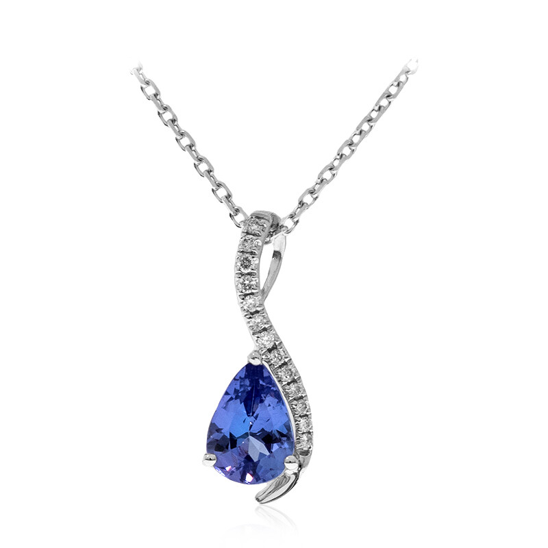 AAA Collana con goccia di tanzanite in oro bianco 10K, 0,682ct