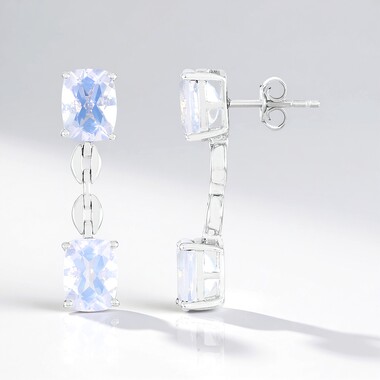 Blue Moon Quartz Silver Earrings