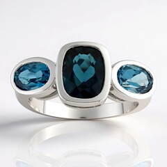 Anello in argento con Topazio Blu Londra